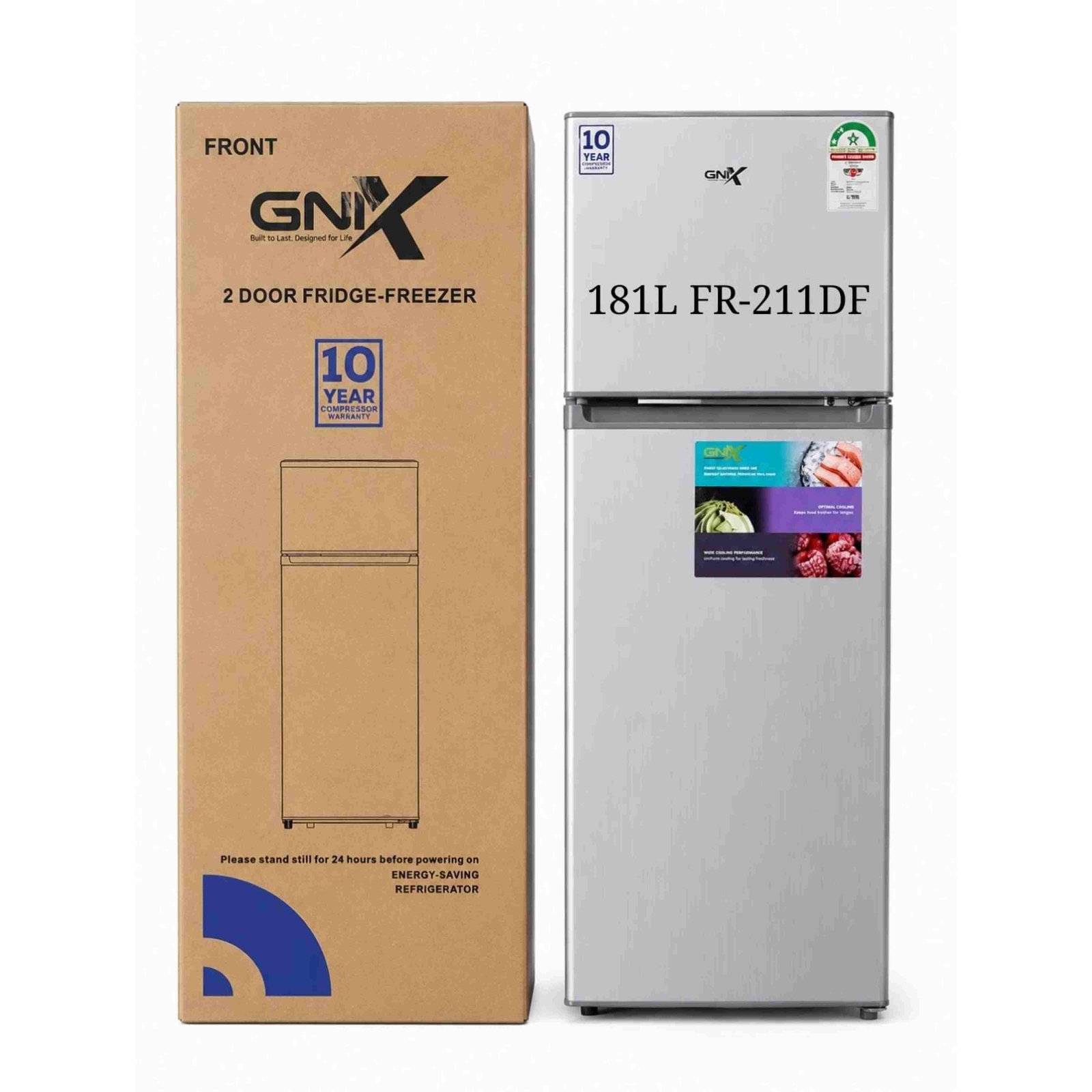 GNIX 2Door Fridge-Freezer 181 litres defrost