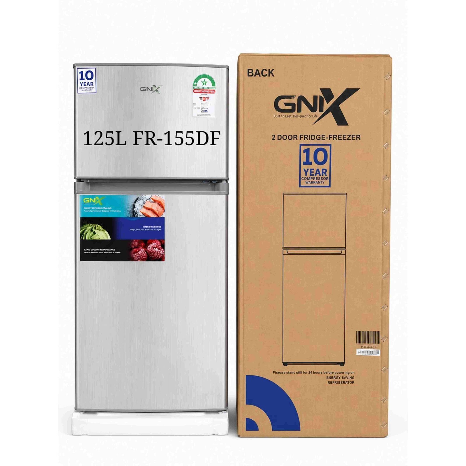 GNIX 2Door Fridge-Freezer125litresdefrost