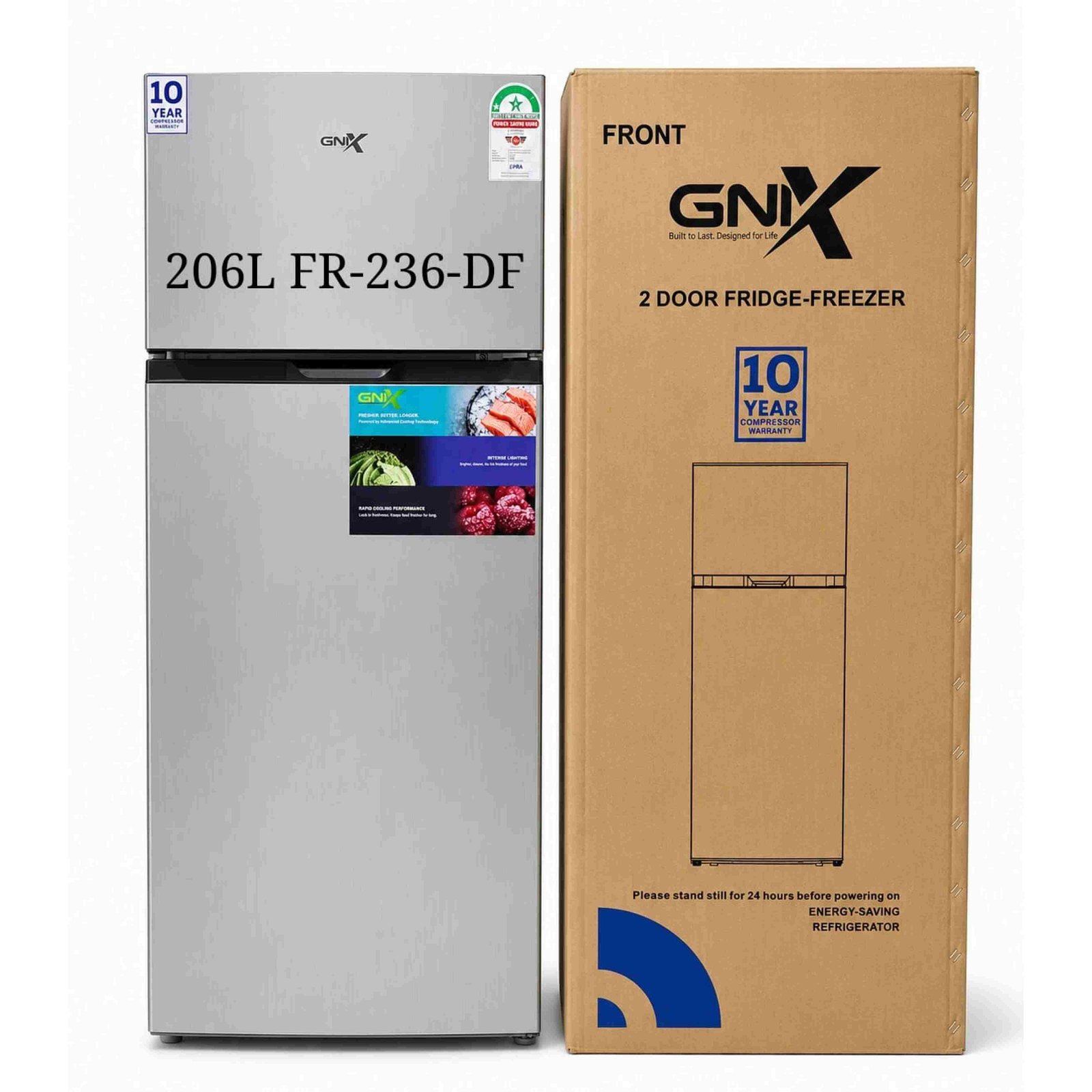 GNIX 2Door Fridge-Freezer206litres defrost