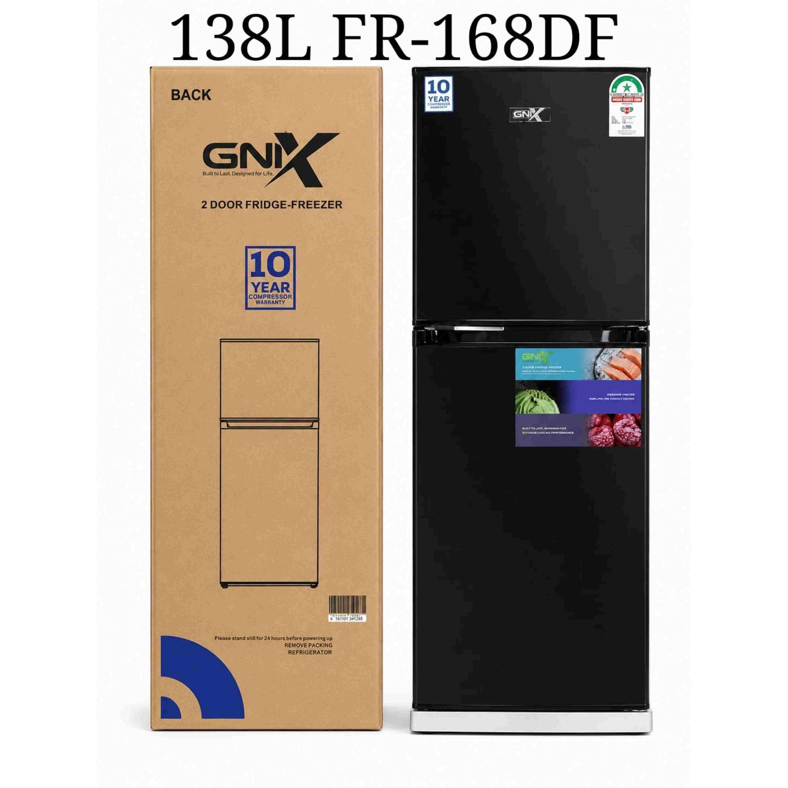 GNIX 2Door Fridge-Freezer138 litres Defrost