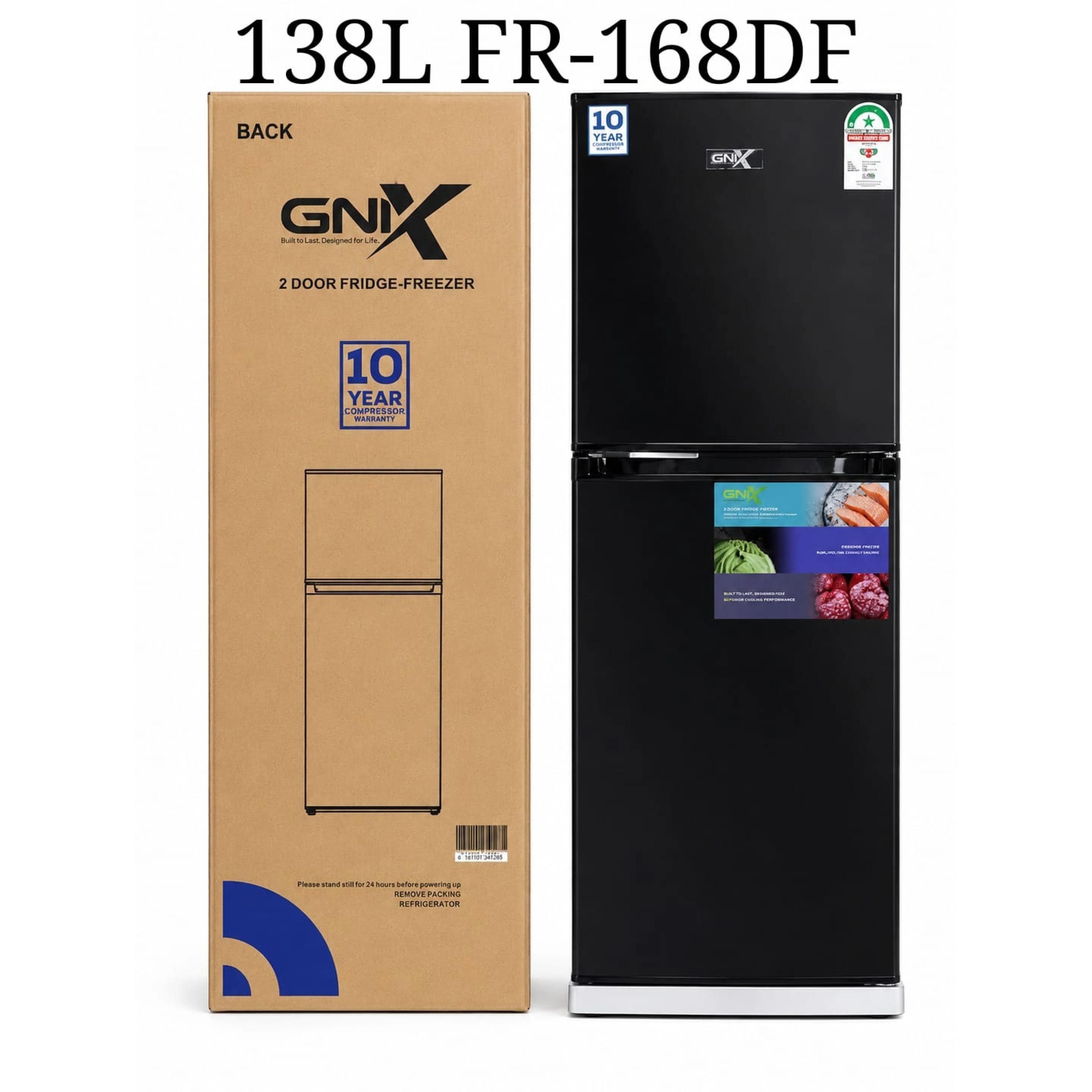 GNIX 2Door Fridge-Freezer138 litres Defrost